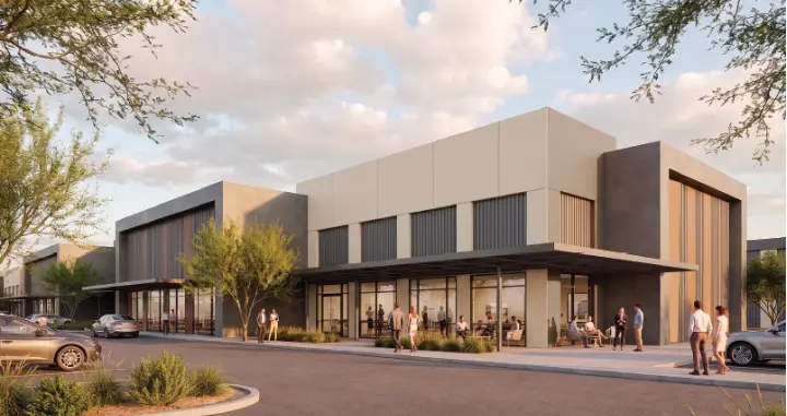 Multi-tenant, small- to mid-bay flex frontage along the campus drive.