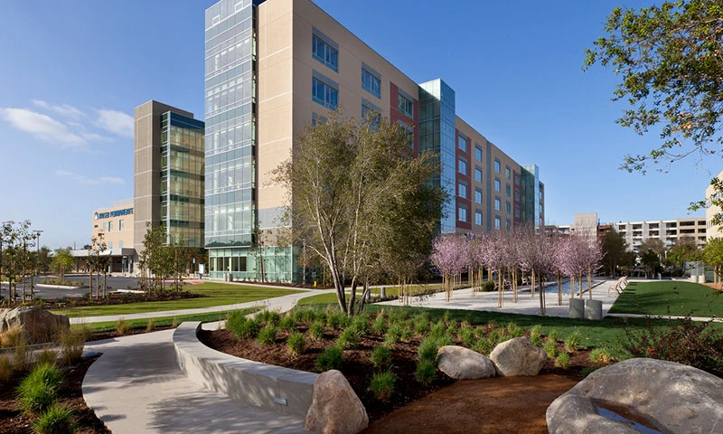 The medical campus on Vineyard Avenue. Acute, ambulatory, and outpatient care across 28 acres.